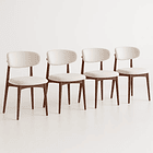 Pack de 4 Sillas Bear de Tela con Patas Metálicas Madera - Crema 1