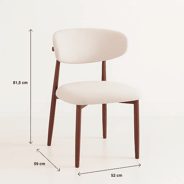 Pack de 4 Sillas Bear de Tela con Patas Metálicas Madera - Crema 4