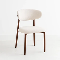 Silla Bear de Tela con Patas Metálicas Madera - Crema