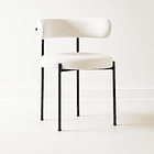 Silla Teddy de Tela con Patas Metálicas Negras - Crema 1