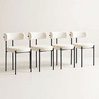 Pack de 4 Sillas Teddy de Tela con Patas Metálicas Negras - Crema 1