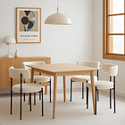 Pack de 4 Sillas Teddy de Tela con Patas Metálicas Negras - Crema 2