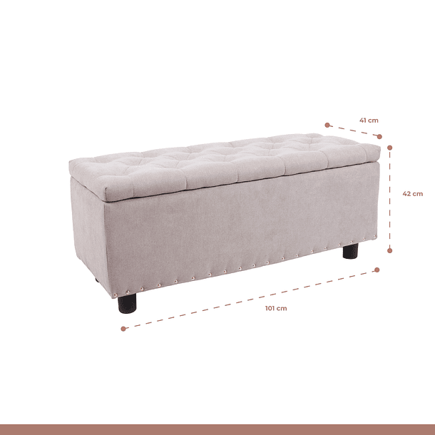 Banqueta acolchada con almacenaje - Gris 6