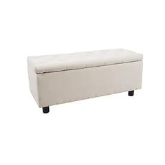 Banqueta acolchada con almacenaje - Beige