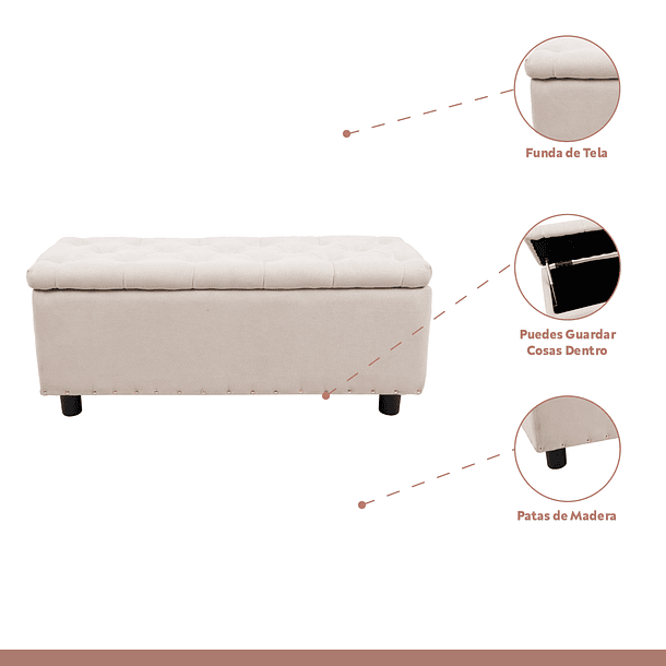 Banqueta acolchada con almacenaje - Beige 5