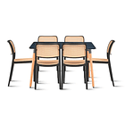 Comedor Mesa 120x80 Rectangular Negra + 6 Sillas de Comedor Enrejada 1