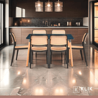 Comedor Mesa 120x80 Rectangular Negra + 6 Sillas de Comedor Enrejada 2