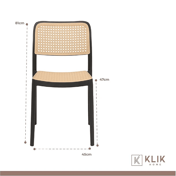 Comedor Mesa 120x80 Rectangular Negra + 6 Sillas de Comedor Enrejada 5