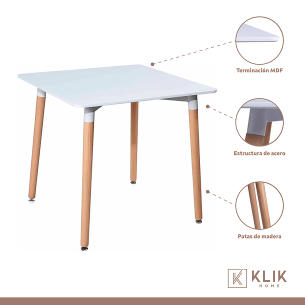 Comedor Mesa Cuadrada Blanca + 4 Sillas Patchwork Tradicionales 3