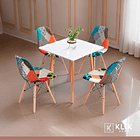 Comedor Mesa Cuadrada Blanca + 4 Sillas Patchwork Tradicionales 8