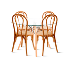 Comedor Mesa Eames 100cm redonda vidrio + 4 Sillas Amelia Vienna Madera Rattan - Natural 1