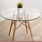 Comedor Mesa Eames 100cm redonda vidrio + 4 Sillas Amelia Vienna Madera Rattan - Natural 2