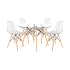 Comedor Mesa Eames de Vidrio 80cm - 4 Sillas Eames transparentes 1