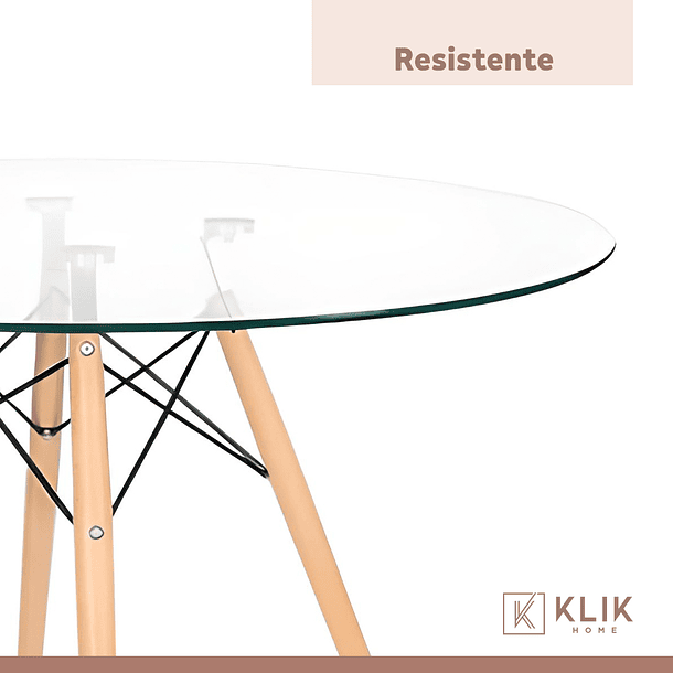 Comedor Mesa Eames de Vidrio 80cm - 4 Sillas Eames transparentes 7