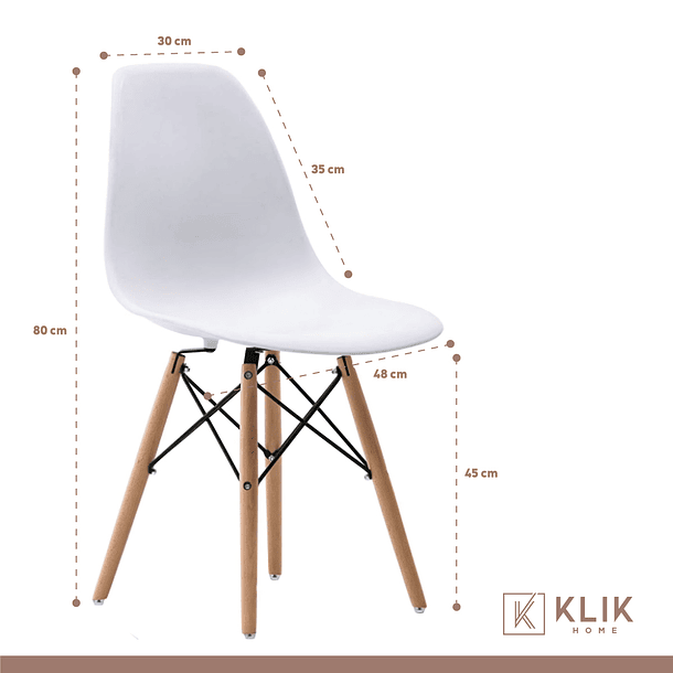 Comedor Mesa Rectangular Negra + 6 Sillas Eames Blancas 6