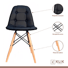 Comedor Mesa Rectangular de Vidrio 120x80 cm + 4 Sillas Buckle Acolchadas Ecocuero Negras 4