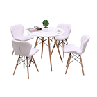 Comedor Mesa Redonda Blanca 80cm + 4 Sillas Radar Blancas 1