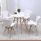 Comedor Mesa Redonda Blanca 80cm + 4 Sillas Radar Blancas 2