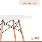 Comedor Mesa Redonda Blanca 80cm + 4 Sillas Radar Blancas 7