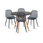 Comedor Mesa Redonda Negra 80cm + 4 Sillas Europa Negras 1