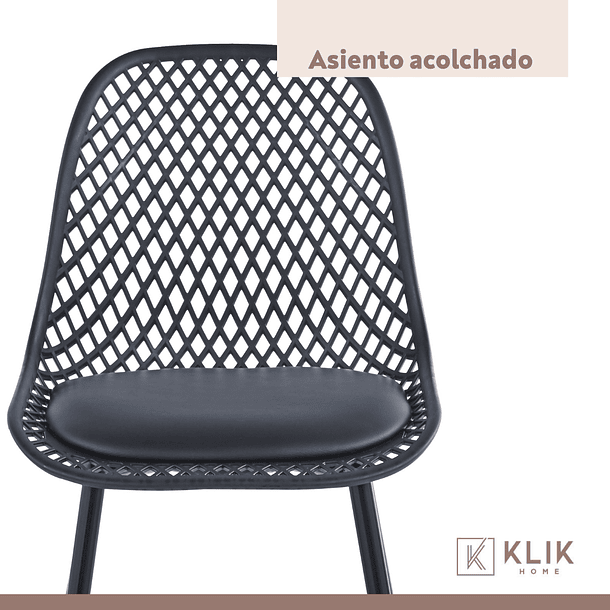 Comedor Mesa Redonda Negra 80cm + 4 Sillas Europa Negras 7