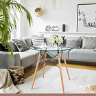 Comedor Mesa Redonda de Vidrio 80cm + 4 Sillas Radar blancas 8