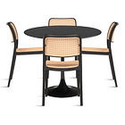 Comedor Mesa Tulip Negra + 4 Sillas Comedor Enrejada Negra 1