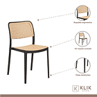 Comedor Mesa Tulip Negra + 4 Sillas Comedor Enrejada Negra 4