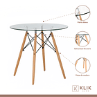 Comedor Mesa Vidrio 80cm + 4 Sillas Eames Grises 4