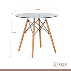 Comedor Mesa Vidrio 80cm + 4 Sillas Eames Grises 6