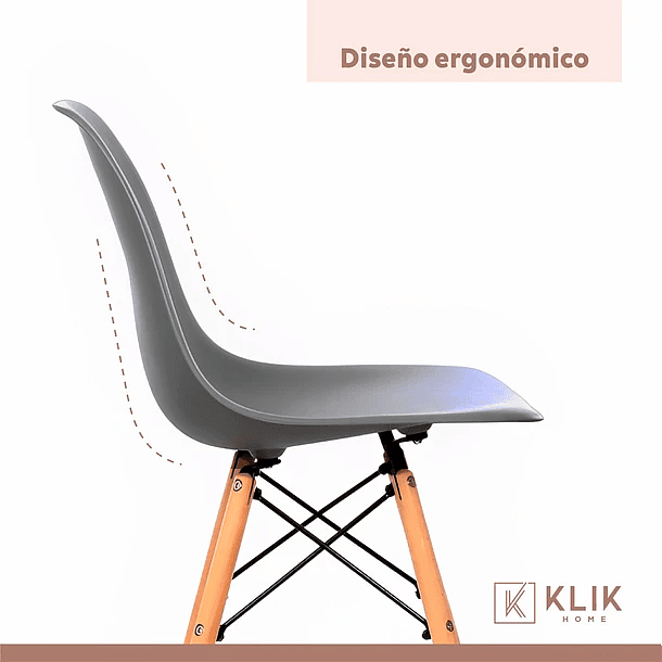 Comedor Mesa Vidrio 80cm + 4 Sillas Eames Grises 7