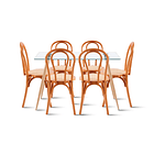 Comedor de Vidrio Rectangular 120x80 + 6 Sillas Amelia Vienna Madera 1