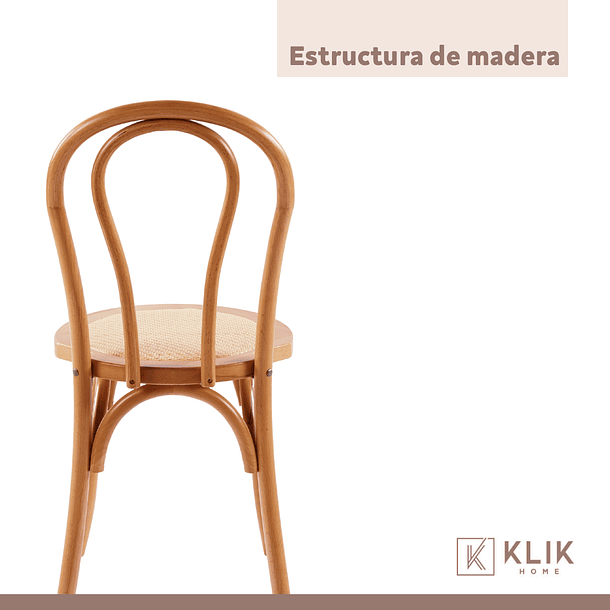 Comedor redondo de vidrio Cross 120cm + 5 Silla Amelia Vienna Madera Rattan - Natural 7