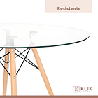 Comedor de Vidrio Redonda 100 cm + 4 Sillas Buckle Ecocuero Negras 7