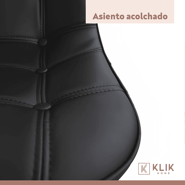 Comedor de Vidrio Redonda 100 cm + 4 Sillas Buckle Ecocuero Negras 8