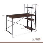 Escritorio Industrial Home Office con Repisas Oslo - Madera Oscura Walnut 5