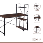 Escritorio Industrial Home Office con Repisas Oslo - Madera Oscura Walnut 6