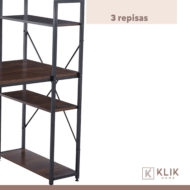 Escritorio Industrial Home Office con Repisas Oslo - Madera Oscura Walnut 7