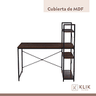 Escritorio Industrial Home Office con Repisas Oslo - Madera Oscura Walnut 11