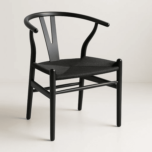 Silla Wishbone Madera Negra y Asiento Negro 2