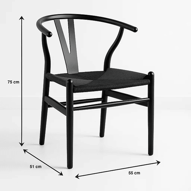 Silla Wishbone Madera Negra y Asiento Negro 5