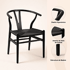 Silla Wishbone Madera Negra y Asiento Negro 6