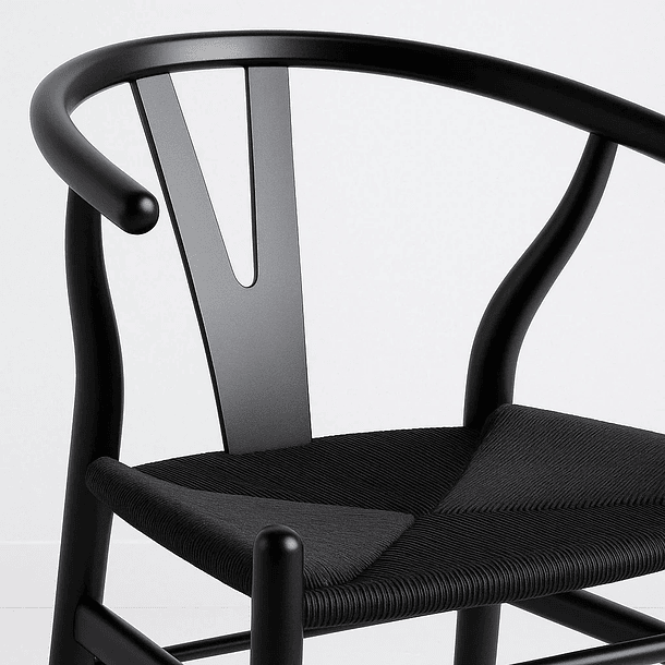 Silla Wishbone Madera Negra y Asiento Negro 7