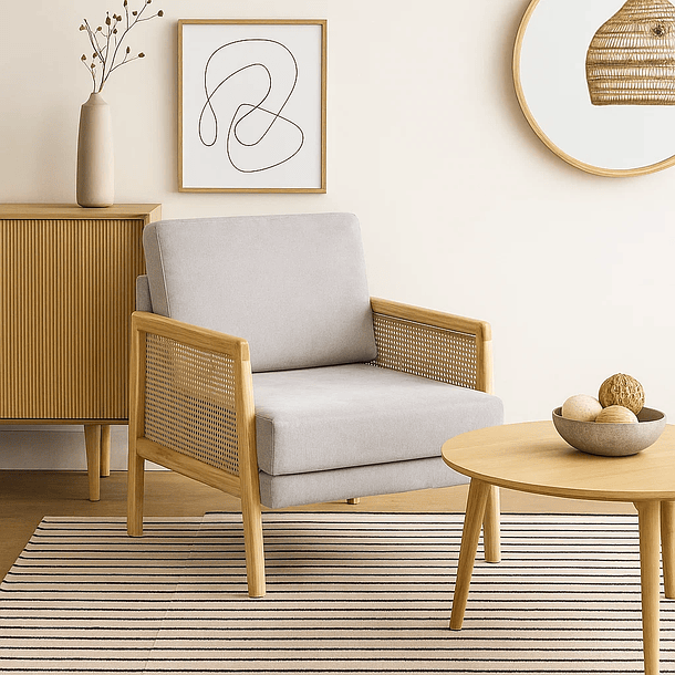 Sillon madera rattan harmony - Gris 4