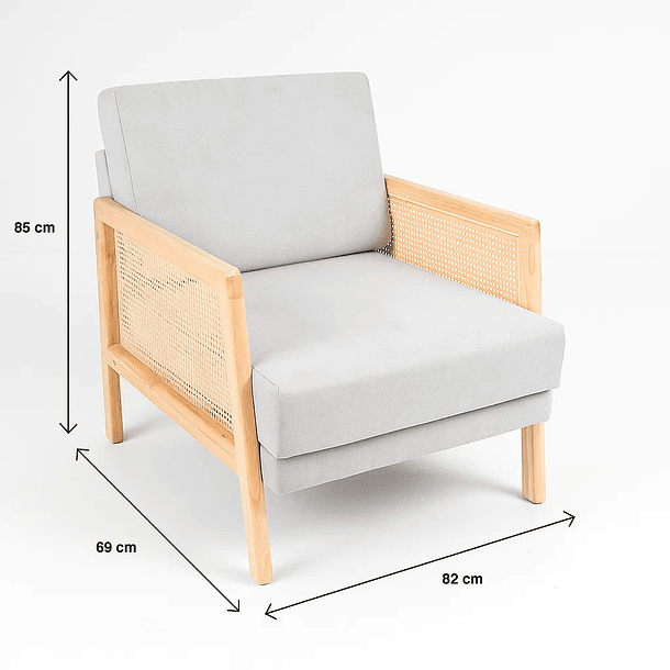 Sillon madera rattan harmony - Gris 5