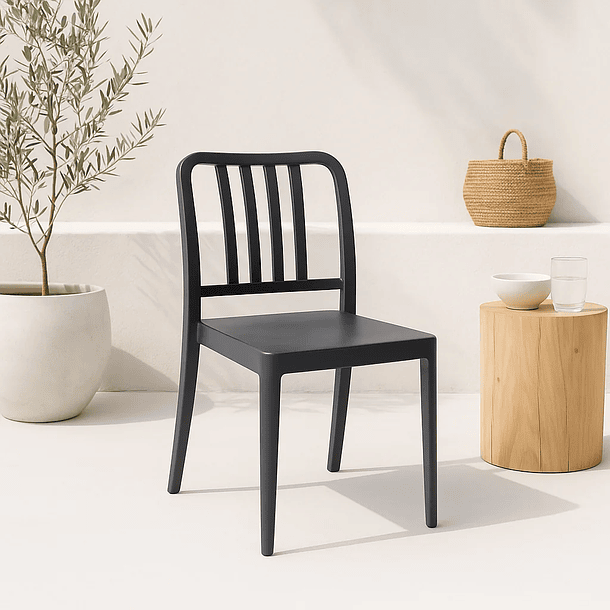 Silla de Comedor Restaurant o Terraza Alto Tráfico Navy - Negra 3