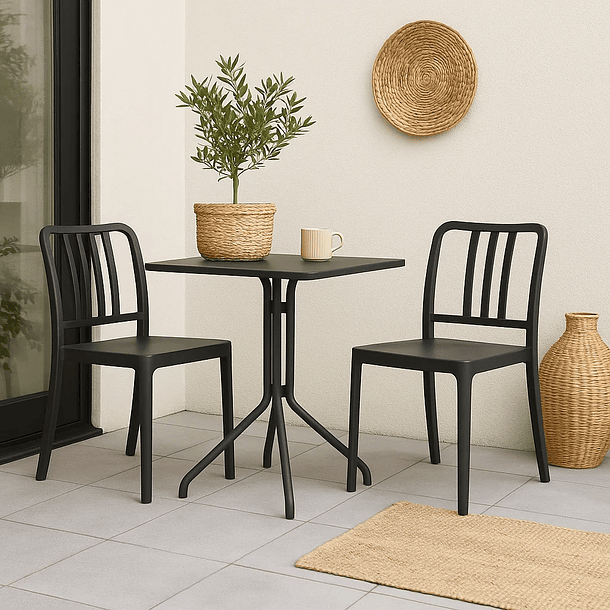 Silla de Comedor Restaurant o Terraza Alto Tráfico Navy - Negra 4