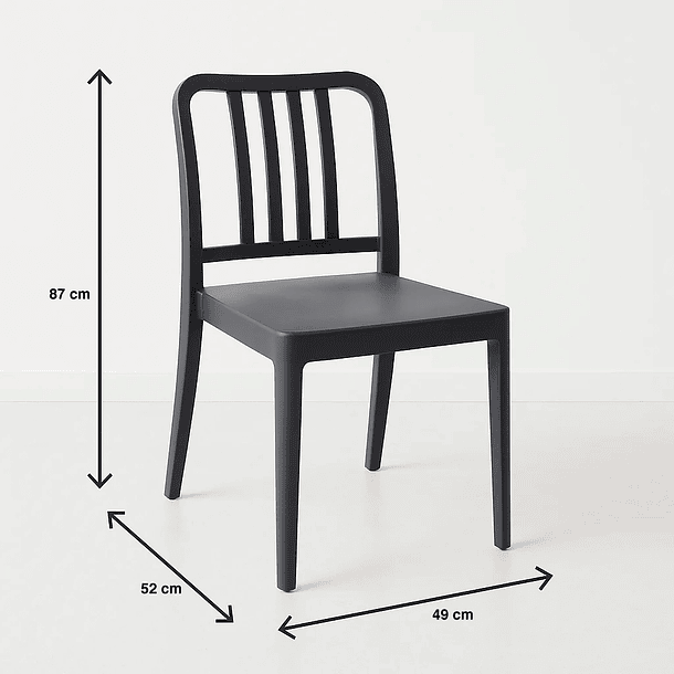 Silla de Comedor Restaurant o Terraza Alto Tráfico Navy - Negra 6