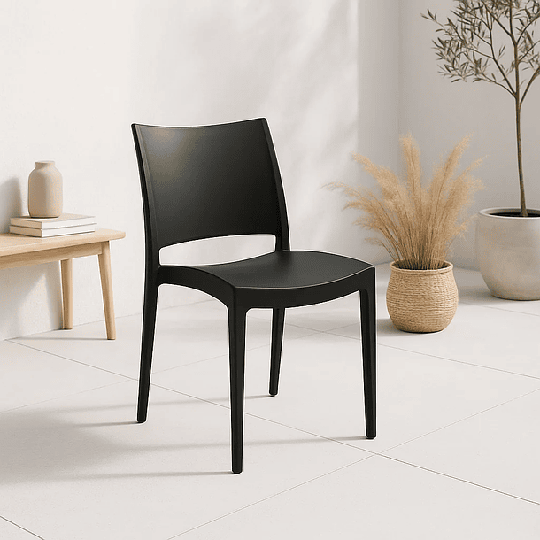 Silla de Terraza Exterior tipo Restaurante - Negra 3