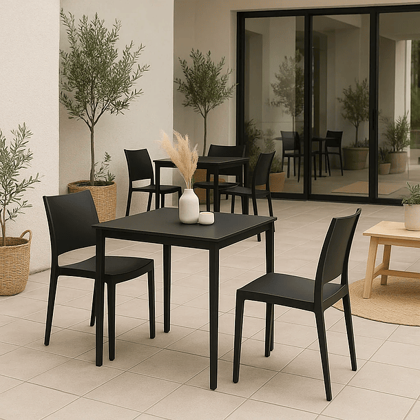Silla de Terraza Exterior tipo Restaurante - Negra 4